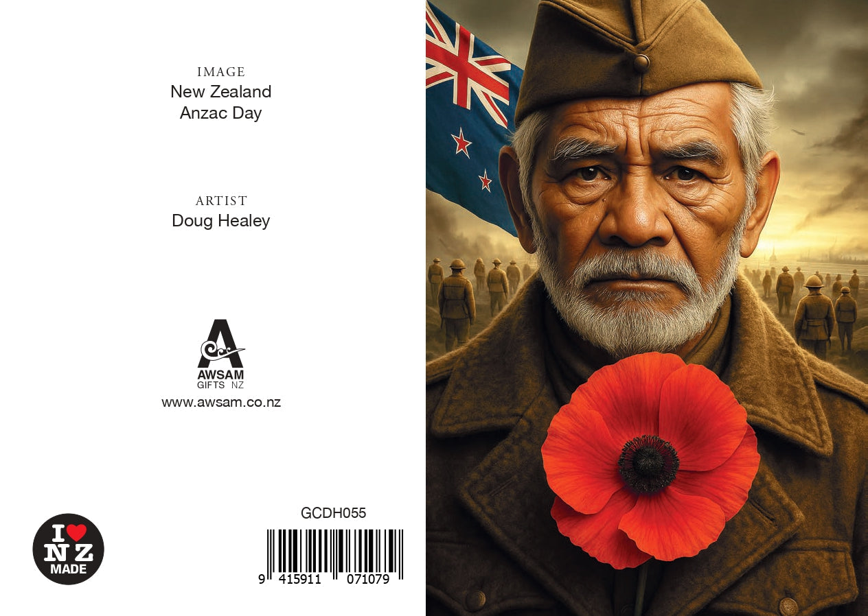 Doug Healey Greetings Card with C6 Red Envelope - Anzac Day