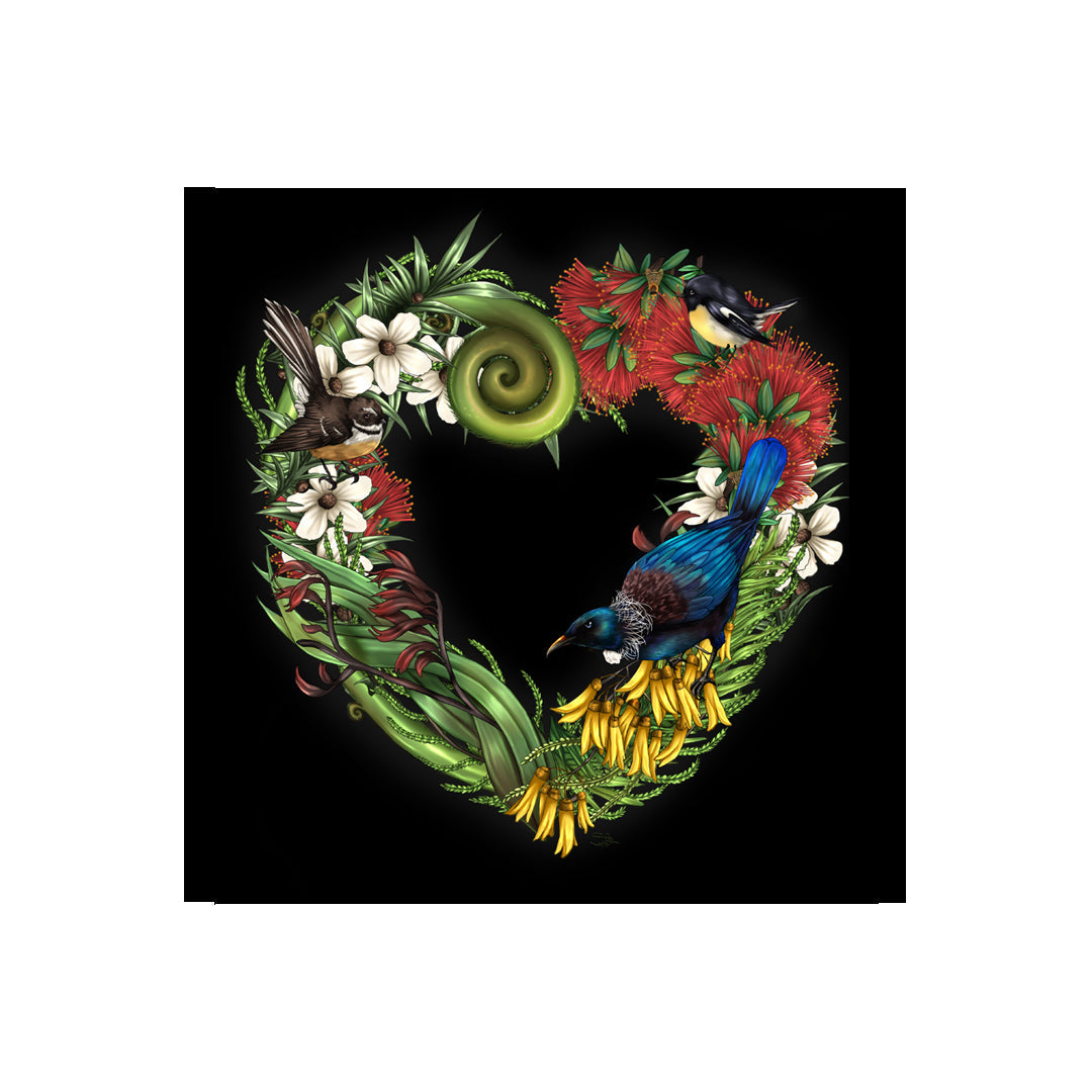 LED Canvas - Birds & Flora Heart