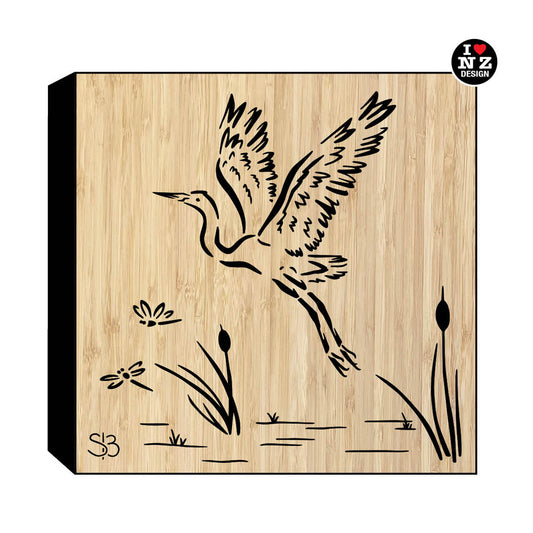 Bamboo Art Block - Heron in Flight