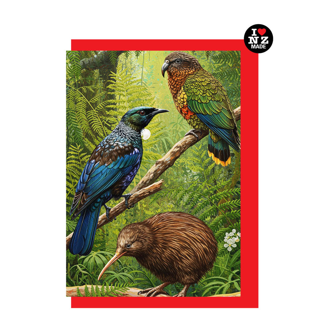 Kiwi, Tui, and Kea