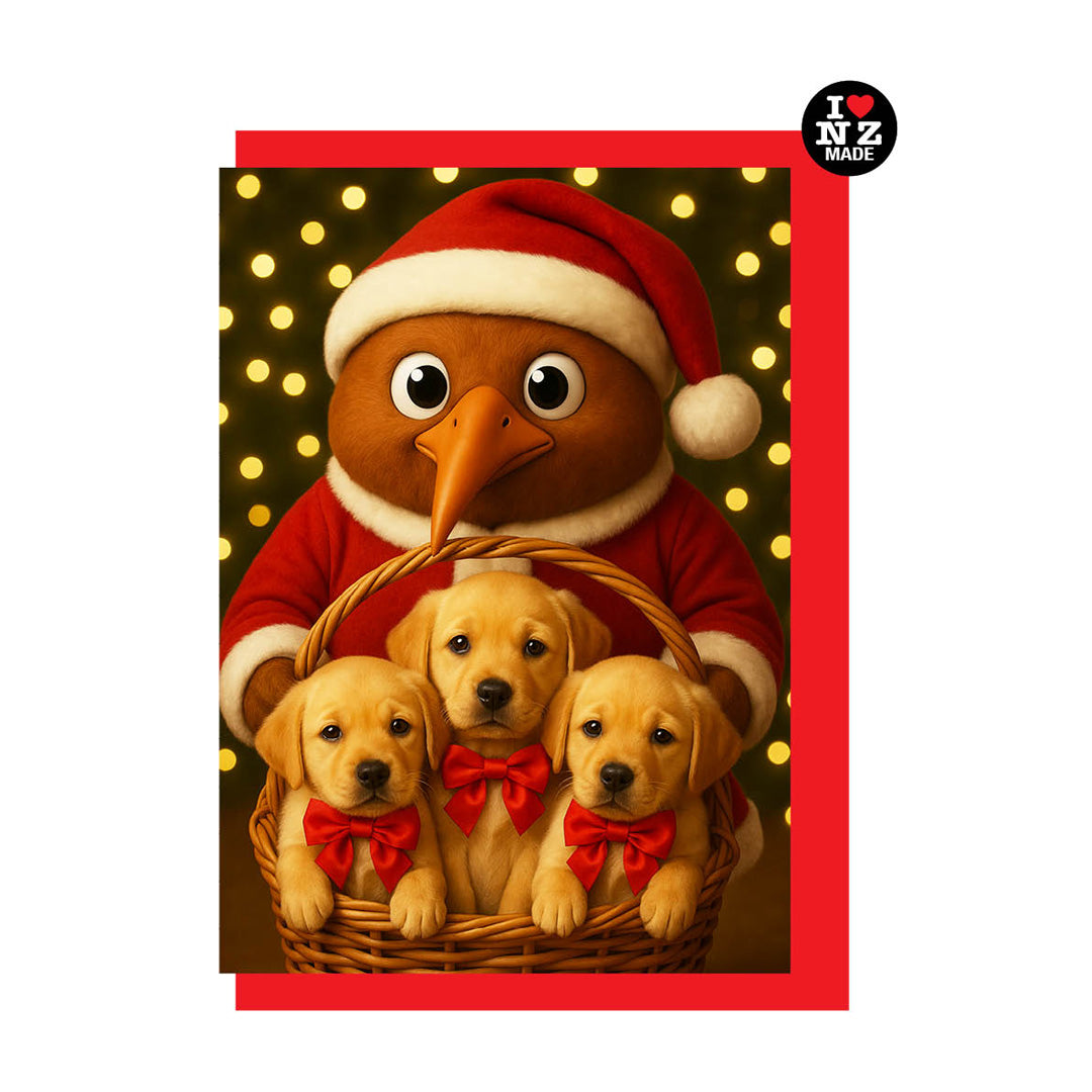 Dougie Santa with Puppies