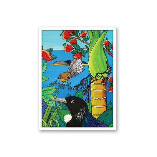 Framed Canvas Print - Tui & Fantail