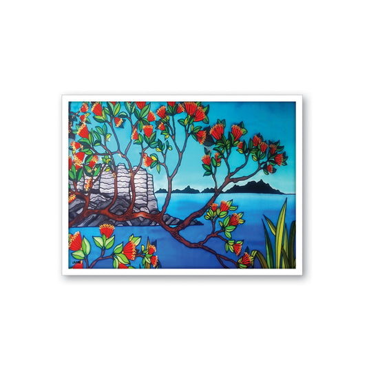 Framed Canvas Print - Pohutukawa & Coastline