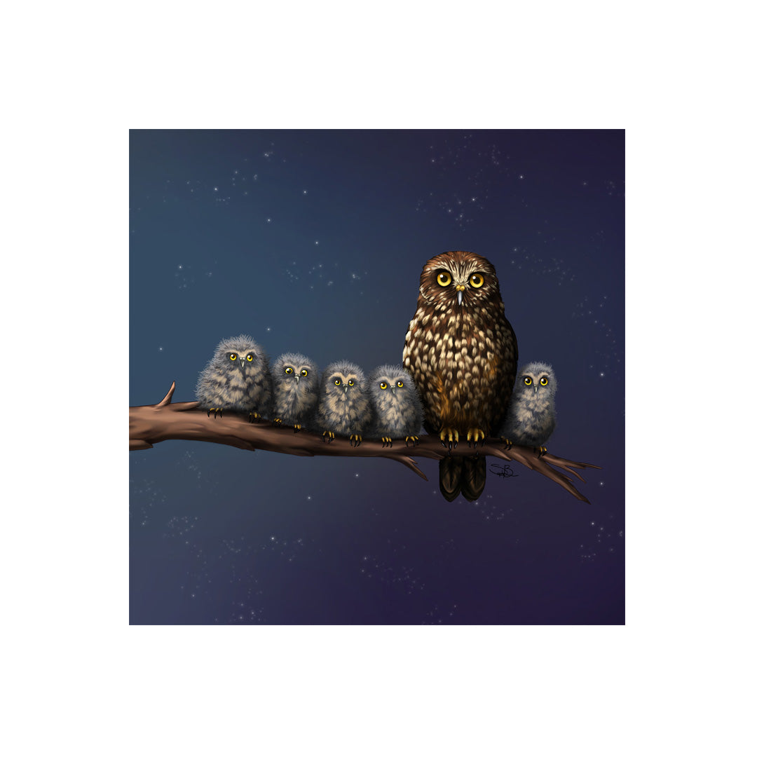 LED Canvas - Morepork Family