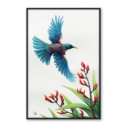 Large Framed Canvas Print - Tui in Flight