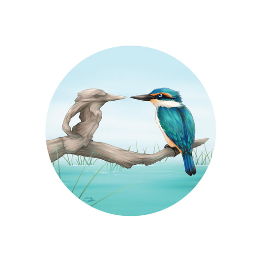 Round Trivet - Mirror Kingfisher